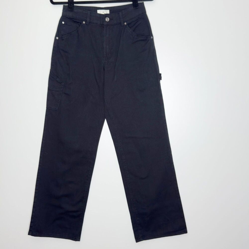 H&M Wide Leg Carpenter Utility Jeans Black Women's Size 4